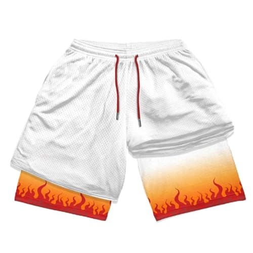 Men's Board Shorts 2 in 1 Shorts Fitness Quick Dry Breathable Sports Training Anime Shorts Men