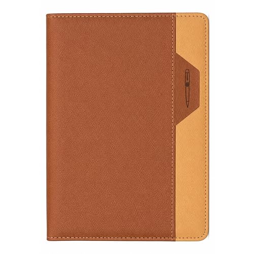 Image of A5 Soft PU Leather Notebook Journal with Pen Holder & Bookmark Ribbon, 120 Sheets /240 Pages Lined Paper, Premium Leather Diary for Office, Work, Business, Meeting Notes, Travel, Students & Professionals (21 X 15 CM) (Brown)