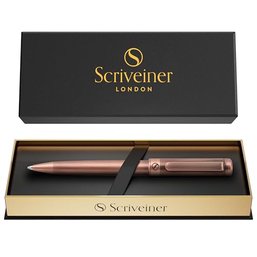 Image of Scriveiner Copper Ballpoint Pen - Stunning Luxury Pen, Schmidt Black Refill, Best Ball Pen Gift Set for Men & Women, Professional Executive Office, Nice Fancy Designer Pens