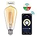 Produktbild MoKo Smart WLAN Edison Glühbirne, E27 7.5W WiFi Vintage Birne Dimmbar LED Lampe Glühlampe, Retro Glühbirnen Kompatibel mit Alexa Echo Google Home, Warmweiß Licht Sprach/Fernsteuerung Timer, 4 Pack
