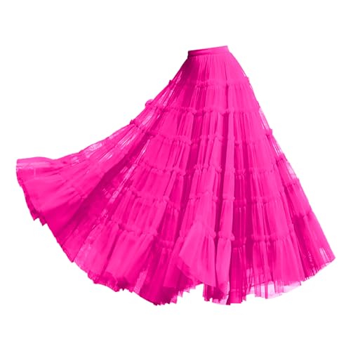 Jupe longue plissée taille haute femme en tulle léger fluide couleur unie été
