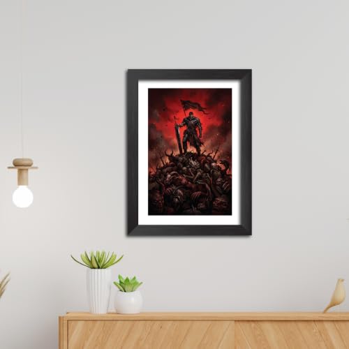 Image of TenorArts Guts Poster Berserk Anime Laminated Photo Frame Painting with Matt Finish Black Textures (12inches x 9inches)