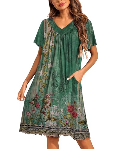 Ekouaer House Dress for Women with Pockets Short Sleeve Nightgowns Moo Moos