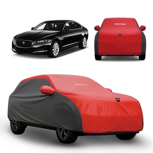 Image of PROTEGO Prime Series India's 1st Anti-Tear Car Cover for Jaguar XF | Heavy-Duty, Custom Fit, All Weather Protection | 100% Waterproof, Windproof & Hail Resistant | 2-Year Warranty | Red + Black