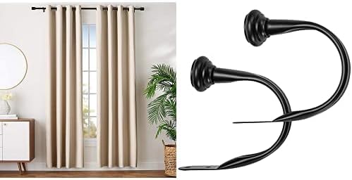 Amazon Basics Room-Darkening Blackout Curtain Set with Grommets - 117 x 137 cm, Dark Grey