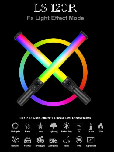 Image of Simpex LS120R RGB Light Stick, Portable Handheld Stick with in Built Battery and Creative Music Mode for Professional Filming
