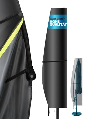 4smile Sonnenschirm Schutzhülle für 2 bis 4 m, 420D-Oxford-Stoff – Strapazierfähige Ampelschirm Schutzhülle, Wasserdicht, UV-beständig, Abdeckung für Garten, Schwarz