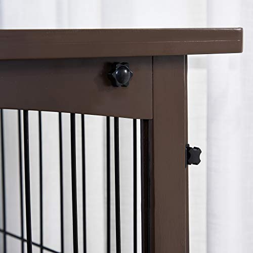Pawhut 4 In 1 Furniture Style Dog Crate End Table, Pet Gate, Dog Fence With Removable Top, Brown #TOP7