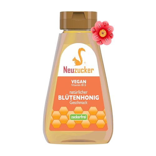 Neuzucker leichter Sirup Blütenhoniggeschmack, natürliches Aroma, zuckerfrei mit Stevia (Steviolglycoside), vegan, Vitamin B12, kalorienfrei gesüßt, Honigersatz – 265 g