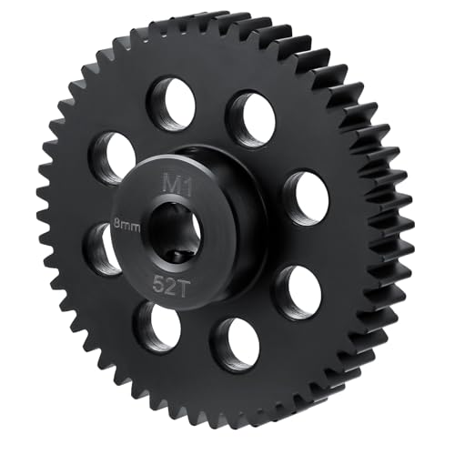BRKRC Steel 8mm Bore Mod 1 41T 42T 49T 51T 52T 53T 55T 56T Pinion Motor Gear for Tra-xxas Slash X maxx 8S XRT 1/5 1/6 1/8 1/10 RC Car (52T)