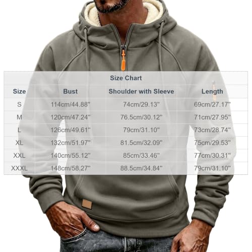 Mens Sherpa Lined Quarter Zip Hoodie Thick Thermal Warm Winter Sweatshirt - image 4