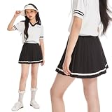 [Barry Banny] キッズ プリーツスカート ミニ インナーパンツ付き 学院風 ウェストゴム ガールズ 子供服 女の子 可愛い 無地 フレア Aライン 膝上 オールシーズン対応 小学生 中学生 通学 通園 150cm