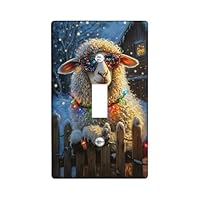 Festive Sheep Light Switch Cover Plate/Outlet Cover, Colorful Holiday Decoration for Winter Season, Fun Design for Home and Bathroom, Standard Size Single Toggle