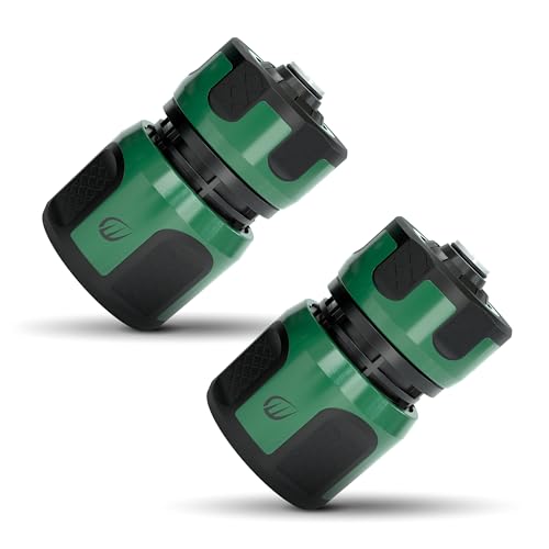 RASENWERK, Garden Hose Connector with Aquastop for 1/2 and 5/8 Inch Hose, Water Stop Premium Hose Connector