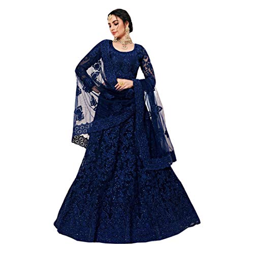 Robe Lehenga Chaniya Choli 9590 bleu foncé chic pour femme
