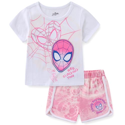 Marvel Spider-Man Girls Short Sleeve T-Shirt and Shorts Set for Big Kids
