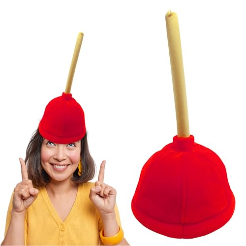 Nicky Bigs Novelties Toilet Hat, Plunger Hat, Dunce Cap, Crazy Hats For Adults, Funny Hats For Adults - Red