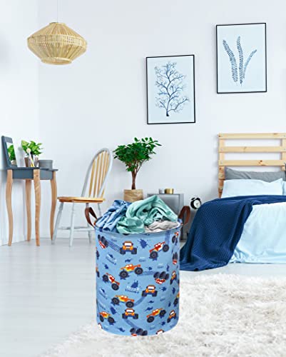 Image of Kids Boys Hamper, Kids Laundry Basket Collapsible Monster Truck Storage Baskets for Boy Room Decor,Office,Toy Organizer,Gift Hamper(Monster trucks)