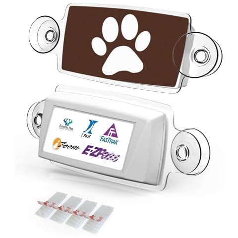 AUTOBOXCLUB PAW - EZ Pass Holder, IPass Holder/Toll Pass Holder for Most US States/Toll Pass Windshield Mount/Easy to Install and Remove/with 4pcs Toll Pass Mounting Strips/UV-Protective Cover