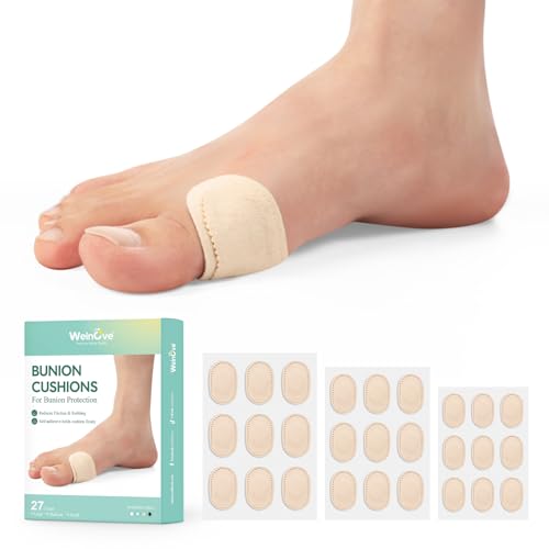 Welnove Bunion Pads to Wear with Shoes - 27 Pcs Moleskin for Feet - Water-Resistant - Bunion Cushions for All-Day Comfort & Protection (Multi-Size)