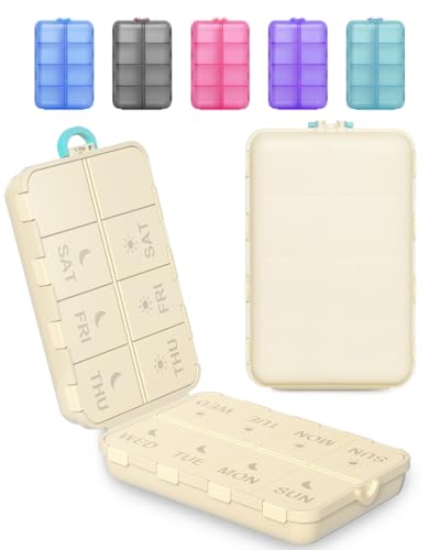 Image of Pill Organizer Travel Medicine Case - Travel Pill Case with Etched Labels, Daily Travel Medicine Case Holder