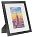 Frame Amo 10x12 Black Wood Picture Frame, White Mat for 6x9 Image, Glass Front Face, 3-Pack
