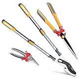 AIRAJ 3 Piece Gardening Shears Set with Telescopic Tree Lopper,Sharp Garden Hedge Shears and 7.5 in Pointed Pruning shear,Combo Garden Tool Set Tree & Shrub Care Kit