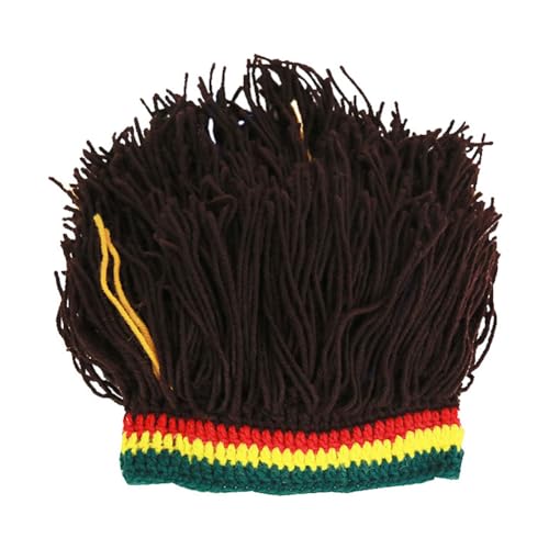 Image of Funny Rasta Wig Beard Hats Knitted Jamaican Rasta Beanie Hat with Dreadlocks Christmas Halloween for Men Women