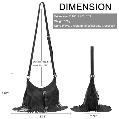 Sunwel Fashion Small Western Fringe Underarm Purse Mini Hipppie Shoulder Bag with Tassel for Women3