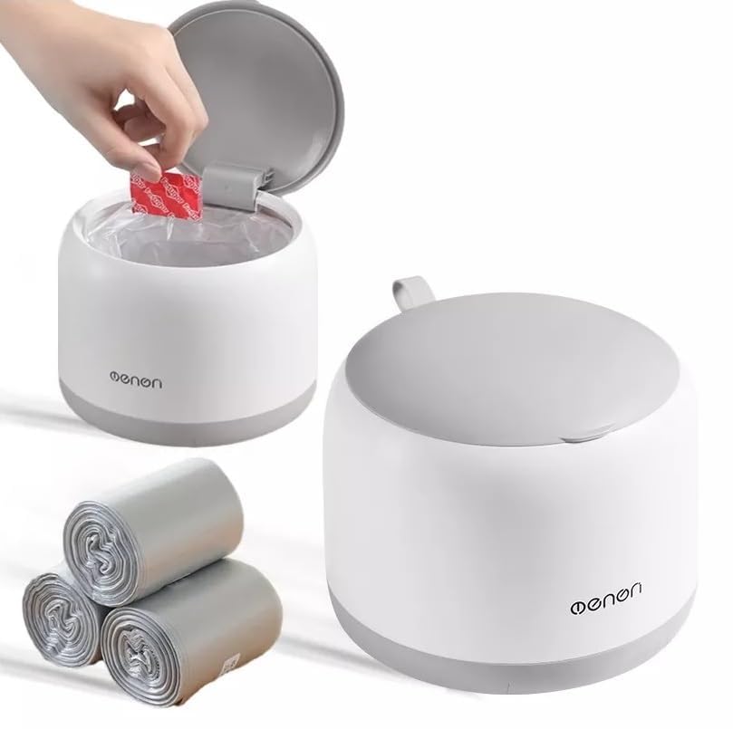 Mini Trash Can with Lid for Desk – Plastic Countertop Garbage Bin with 3 Rolls Trash Bags, Small Waste Basket for Office Desk, Kitchen Counter, Bedroom, Bathroom & Tabletop Use - Multi-image-31