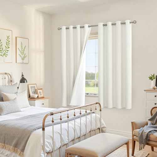 Image of YoungsTex Iovry Linen Blackout Curtains 63 Inches Long, Bedroom Drapes Room Darkening with Grommet Thermla Insulated for Living Room Window, 2 Panels, 52 X 63 Inch