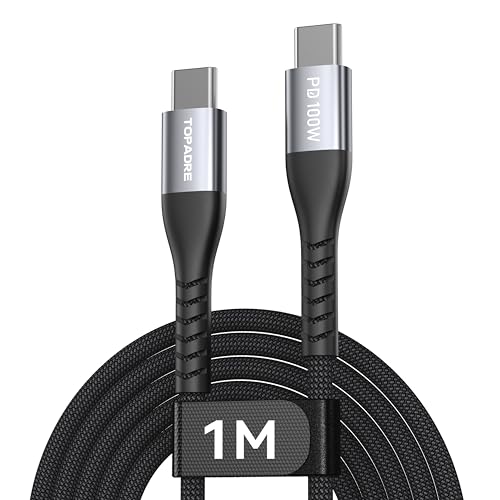 TOPADRE USB Type-C ケーブル 100W 5A PD 3.0 対応 急速充電 ナイロン編み 断線防止 USB-C to USB-C 充電 ケーブル MacBook/iPhone/iPad/Galaxy/Androidスマホ 等対応 バンド付き 1m