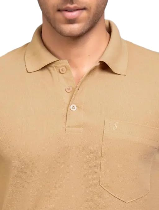 Image of Men's Cotton Blend Half Sleeve Solid Regular Fit Solid Comfortable Stylish Polo Tshirt 12