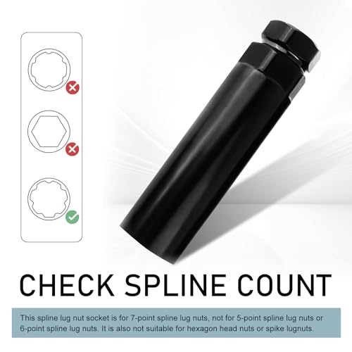Image of MLY 7 Spline Lug Nut Key, Lug Nut Socket, Wheel Lock Removal Tool for 19 mm(3 /4 Inch) & 21 mm(13 /16 Inch), Hex Socket Wrench Replacement for Wheel LugNut Drive Lock (Black)