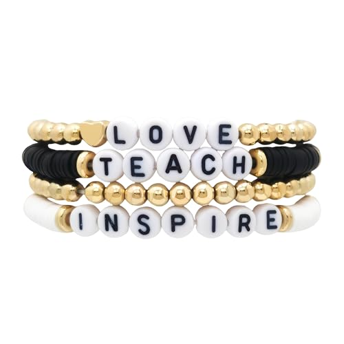 Beaded Teacher Bracelet for Women Handmade Love Teach Appreciation Stackable Bracelets