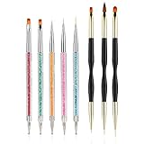 FULINJOY 8PCS Nail Art Brushes, Double-Ended Brush and Dotting Tool Kit, Dual End Nail Art Pen Brush...
