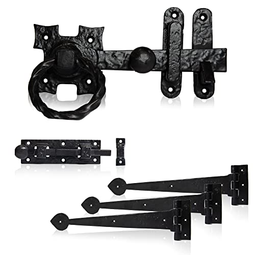 XFORT Smithy's Range Rope Ring Gate Latch Pack, Black Antique Finish Ring Gate Latch