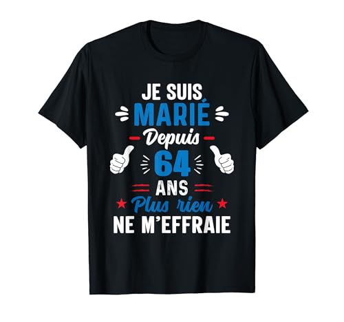 Couple Amoureux Cadeau 64 Ans de Mariage Noces d'astrakan T-Shirt