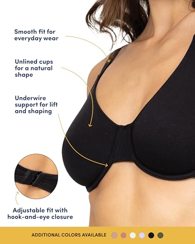Image of Fruit of the Loom Women's Unlined Underwire Bra - Cotton & Spandex Blend for Natural Shape and Flexibility