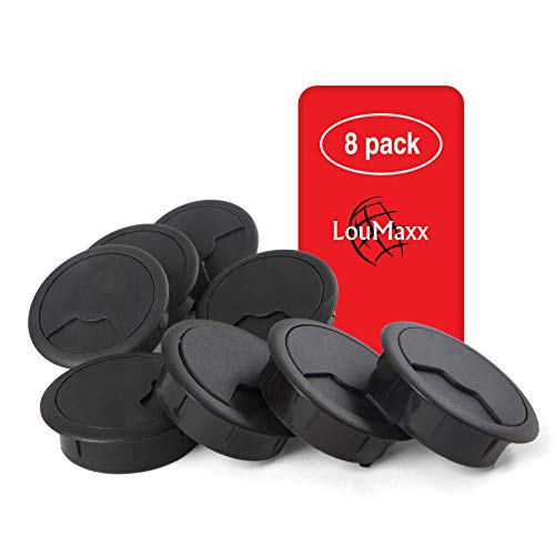 Preisvergleich Produktbild LouMaxx Kabeldurchführung Schreibtisch Ø 60mm 8er-Set Kunststoff schwarz - Kabeldurchlass - Für mehr Ordnung und Übersicht am Arbeitsplatz