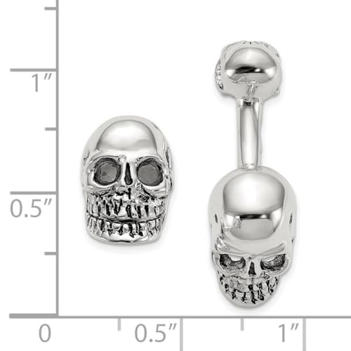 Gemelos para hombre de calavera en plata esterlina 925 miniatura 2