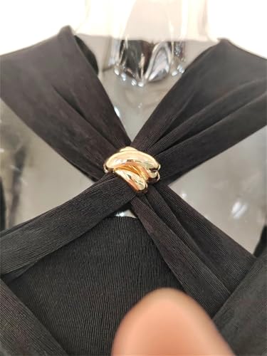 Women's Knitted Pullover V-Neck Kink Knot Hollow Out Slim Elastic Solid Color Tops2