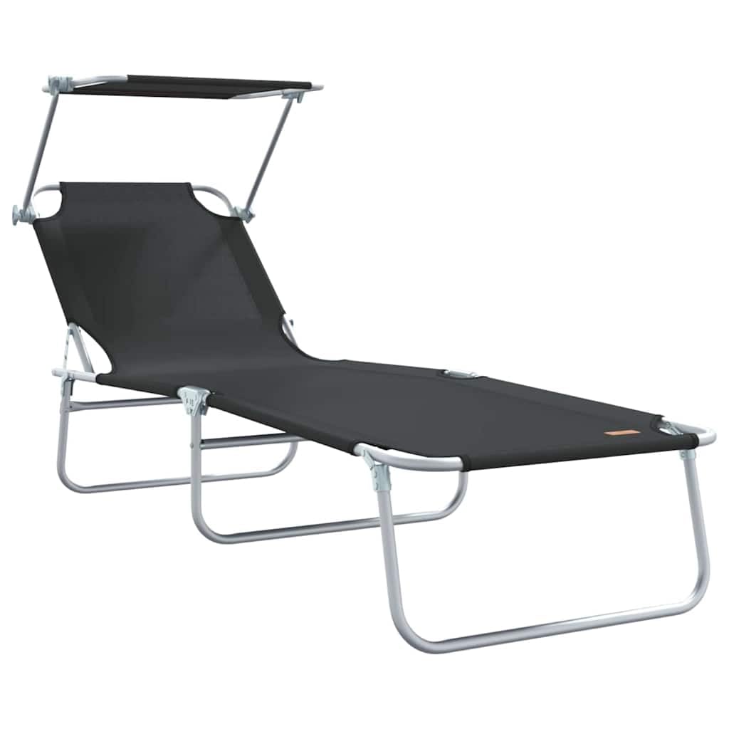 Leżak ogrodowy, 2 sztuki, czarny, 58 x 188 x 77 cm, poliester z regulowanym oparciem i zagłówkiem, składany, na balkon, taras, basen, kemping, do wellness i aktywności na świeżym powietrzu