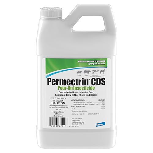 Image of Permectrin CDS Pour-on Insecticide Pour-On & Premise Spray | Controls Flies, Lice & Ticks | 0.5 Gal Jug