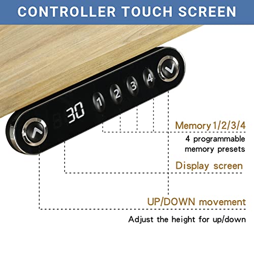 Jceet Adjustable Height L-Shaped 59 Inch Electric Standing Desk - Sit Stand Computer Desk, Stand Up Desk Table for Home Office, White Frame and Oak Top