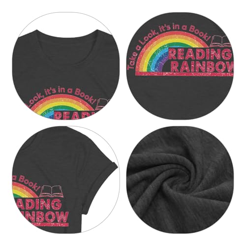 Image of Take a Look It's in a Book Shirt for Women Funny Reading Rainbow Graphic T Shirt Book Lover Gift Tee Tops