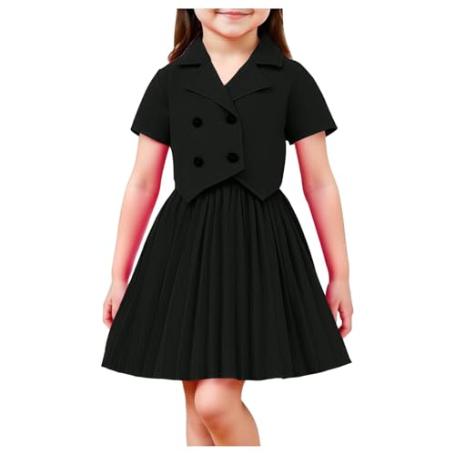 Generic - Little Girl Blazer Suit - 2 Piece Short Sleeve Cropped Top and Pleated Skirt Preppy Outfit for Girls 2-8Y - Best Deal on Amazon
