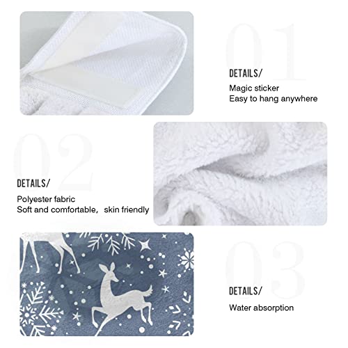 Vnurnrn Hand Towels For Kitchen 2 Pcs Hanging Kitchen Towels Set，Soft Absorbent Tea Bar Dish Cloths Bath Towel For Bathroom Laundry Room (Snowflake And Reindeer) #TOP3