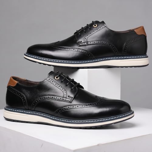 Image of Coramtty Men Casual Wingtip Arch Support Oxford Shoes Formal Sneakers | Timeless brogue silhouette, stable cushion layer, versatile matching style, suitable for ceremonies and daily outings