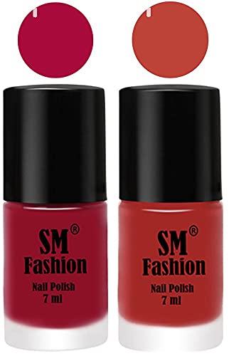 Image of Long Lasting Nail Polish | Nail Paint Combo 7 ml Each) - Set of 2 Raspberry-Dark Nude